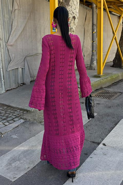 Openwork Long Buttoned Knitwear Cardigan 5181