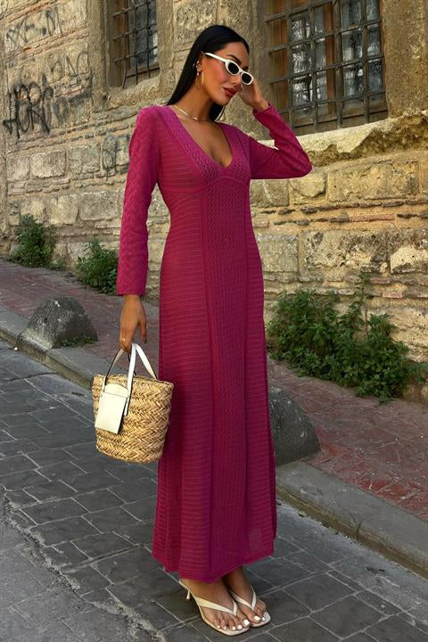 Openwork V-Neck Dress 2851