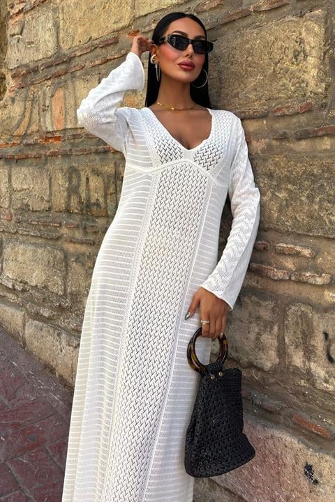 Openwork V-Neck Dress 2851