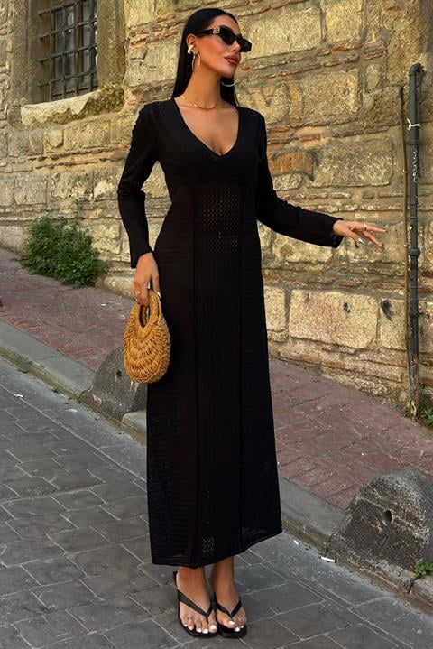 Openwork V-Neck Dress 2851