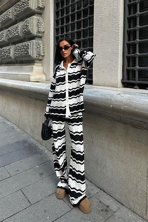 Alisa Patterned Ribbed Knitwear Set 9928