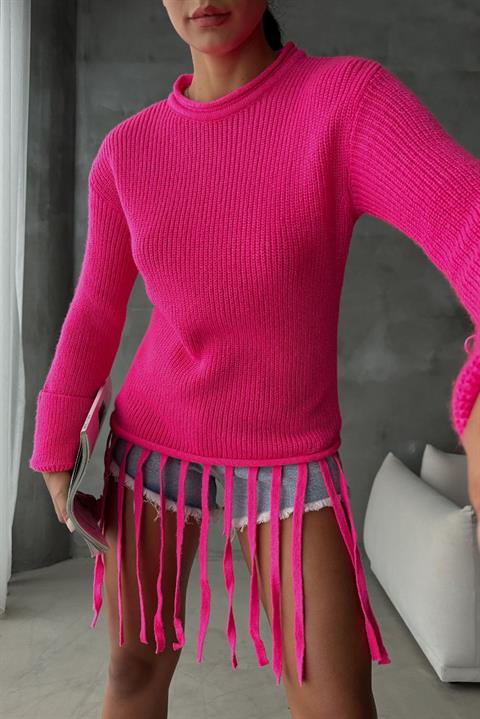 Alise Ribbed Tassel Detail Sweater 1199-09