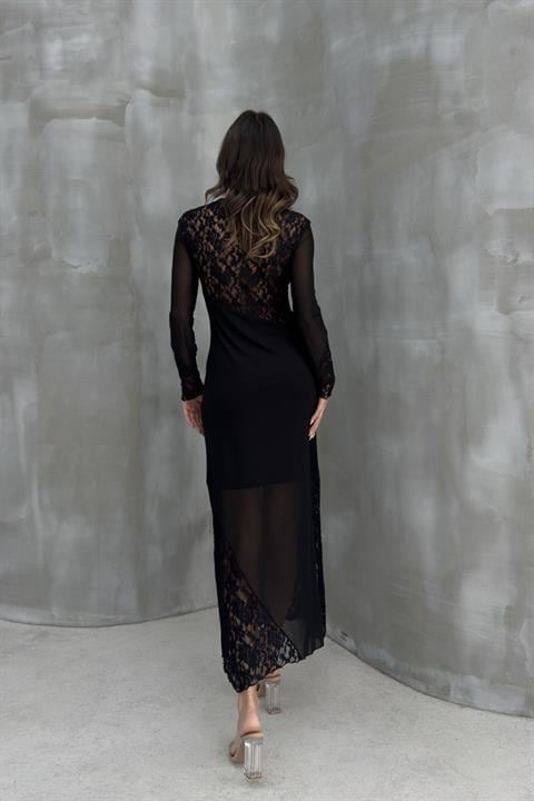 Almond Lace Detailed Tulle Dress 2659-8