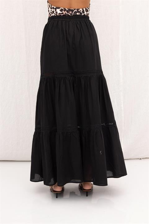 Annie Embroidery Stripe Detailed Skirt 4036