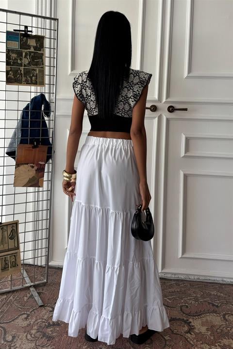 Audrey Ruffled Slit Detail Skirt 4037