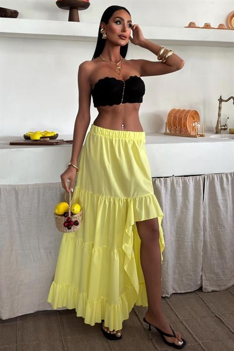 Audrey Ruffled Slit Detail Skirt 4037