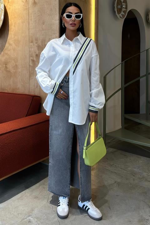 Oversize Poplin Shirt with Band Detail 3436