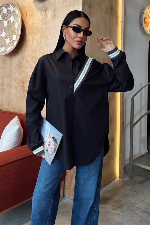 Oversize Poplin Shirt with Band Detail 3436