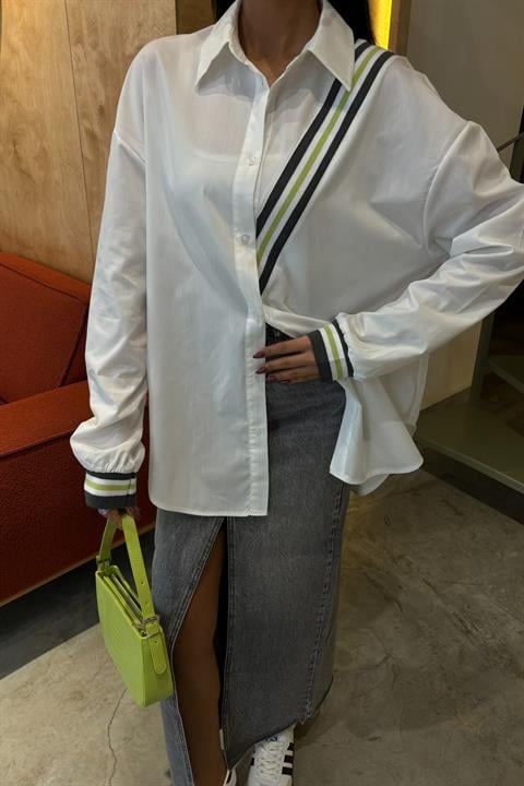 Oversize Poplin Shirt with Band Detail 3436