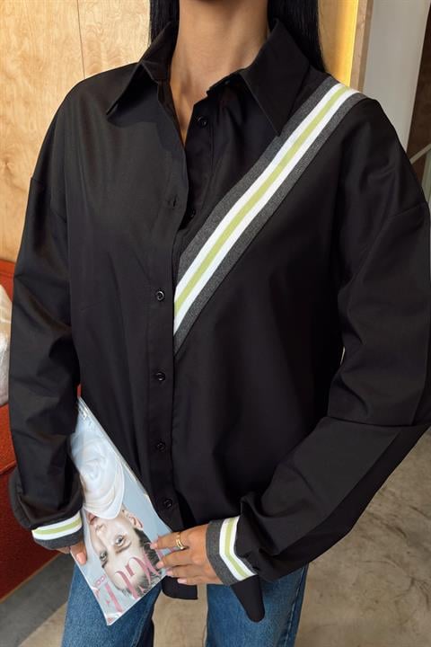 Oversize Poplin Shirt with Band Detail 3436