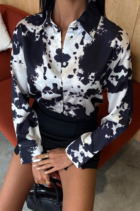 Tie Dye Patterned Chanel Satin Shirt 3467