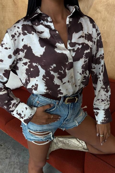 Tie Dye Patterned Chanel Satin Shirt 3467