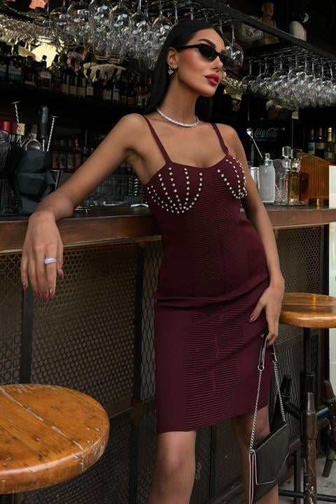 Belina Stone Detailed Mini Dress 2804