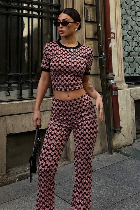 Brenda Patterned Crop Suit 9019-08
