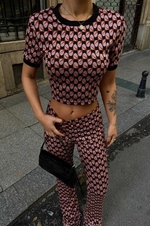 Brenda Patterned Crop Suit 9019-08