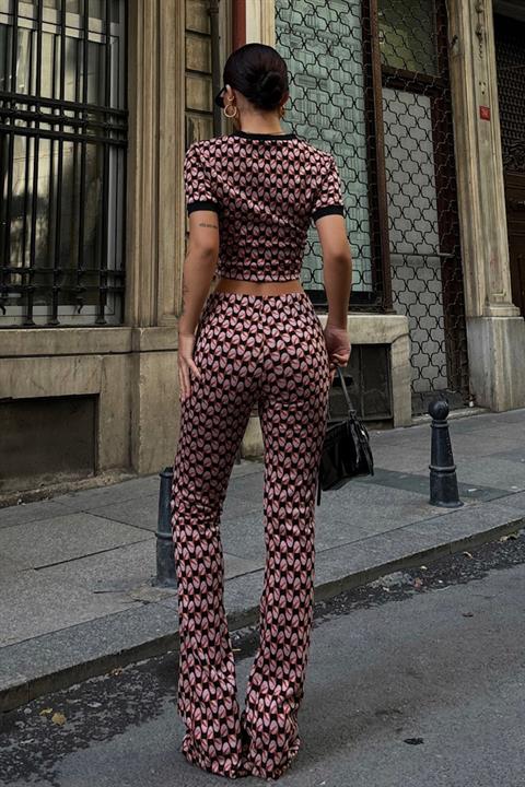 Brenda Patterned Crop Suit 9019-08