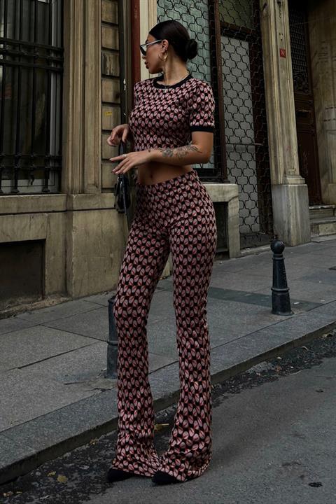 Brenda Patterned Crop Suit 9019-08