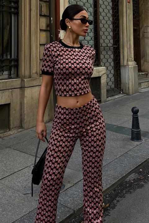 Brenda Patterned Crop Suit 9019-08