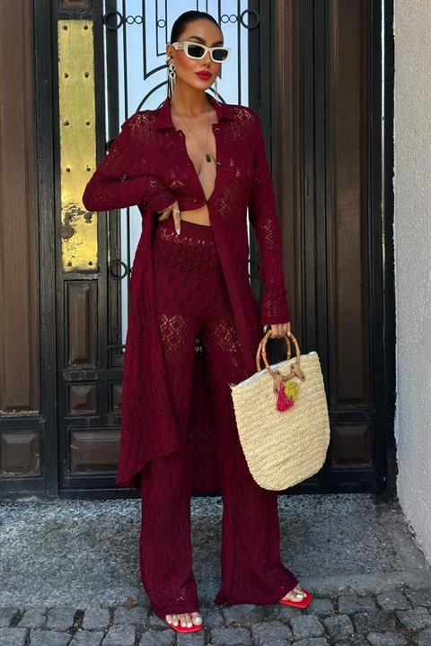 Bridget Openwork Long Cardigan Set 9881