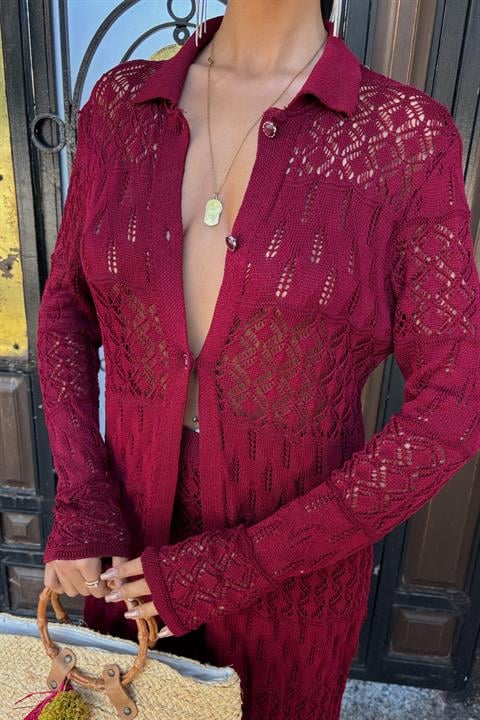 Bridget Openwork Long Cardigan Set 9881