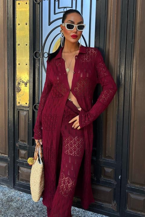 Bridget Openwork Long Cardigan Set 9881