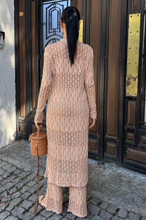Bridget Openwork Long Cardigan Set 9881