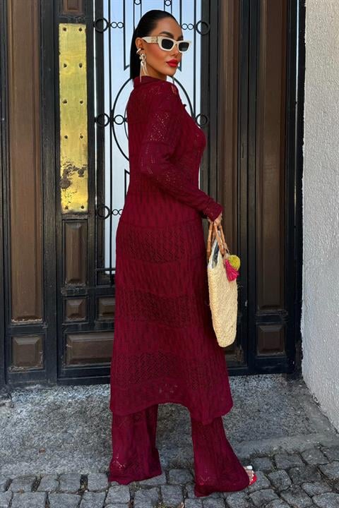 Bridget Openwork Long Cardigan Set 9881