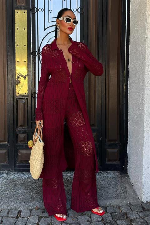 Bridget Openwork Long Cardigan Set 9881