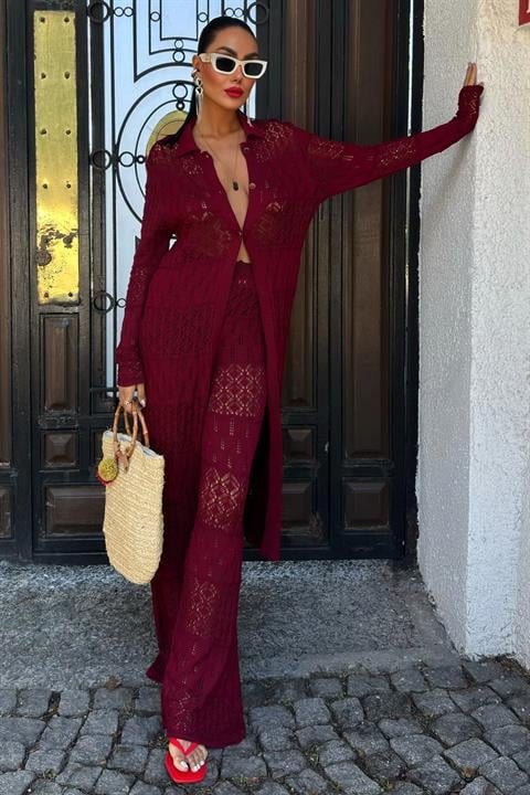 Bridget Openwork Long Cardigan Set 9881