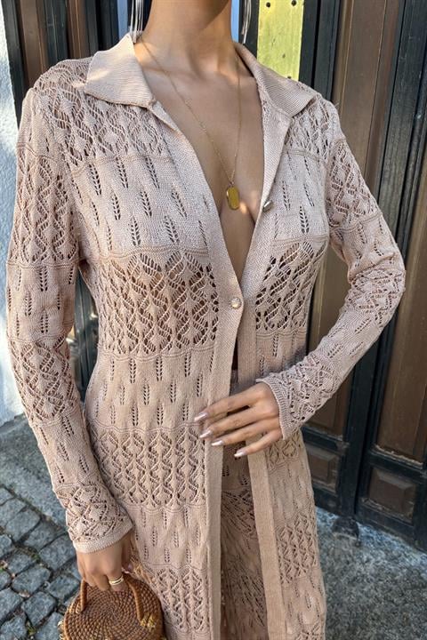 Bridget Openwork Long Cardigan Set 9881