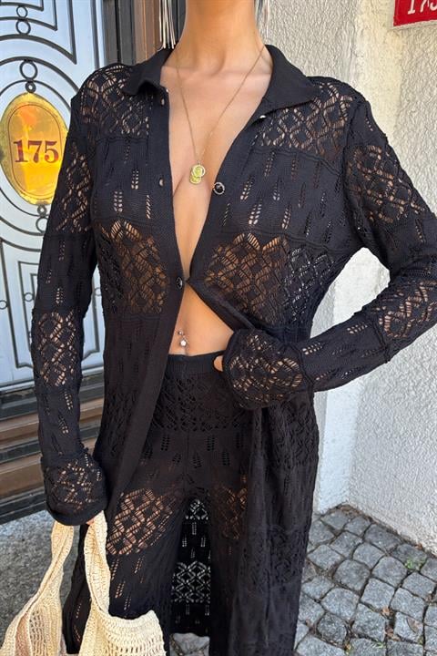 Bridget Openwork Long Cardigan Set 9881