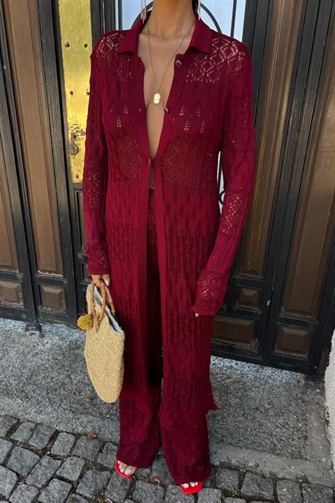 Bridget Openwork Long Cardigan Set 9881
