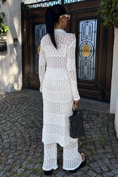 Bridget Openwork Long Cardigan Set 9881