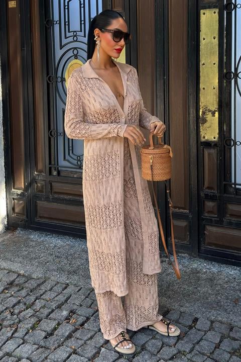 Bridget Openwork Long Cardigan Set 9881