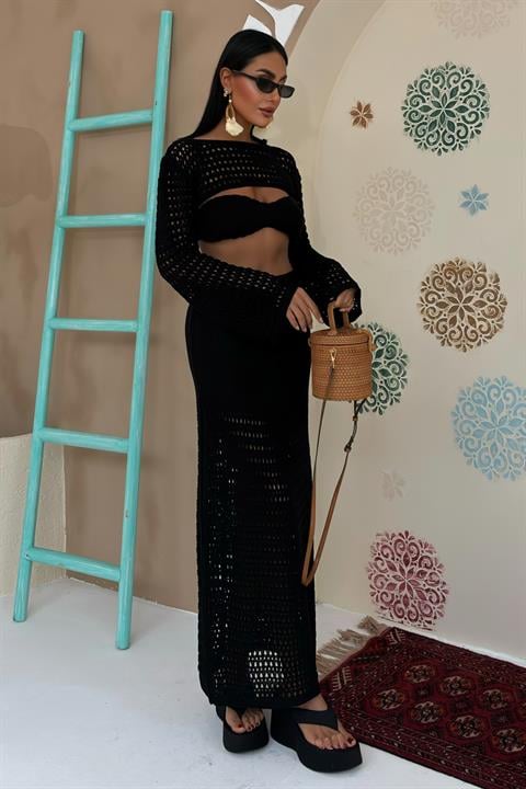 Bustier and Bolero Openwork Three Piece Suit 10087