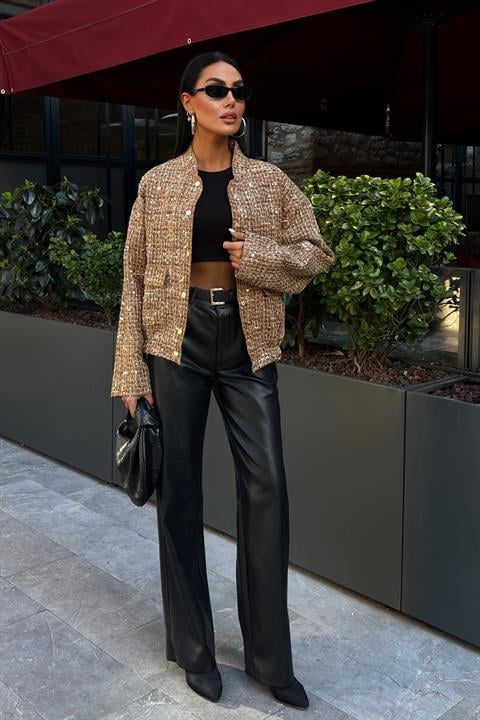 Centre Sequined Bomber Jacket 6107