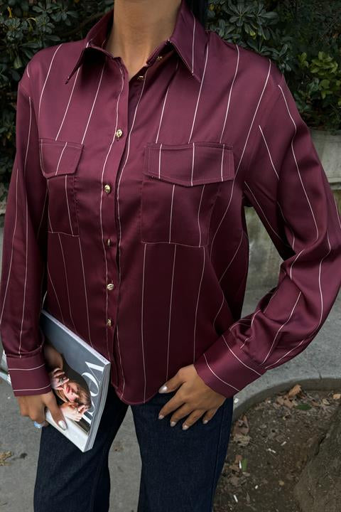 Chanel Satin Premium Striped Shirt 3411
