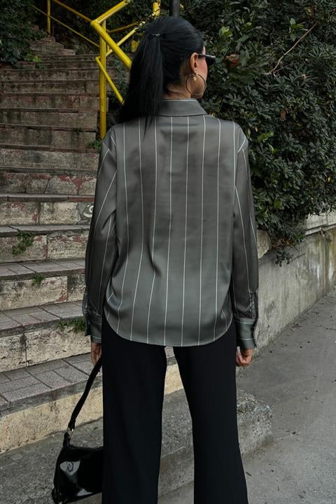 Chanel Satin Premium Striped Shirt 3411