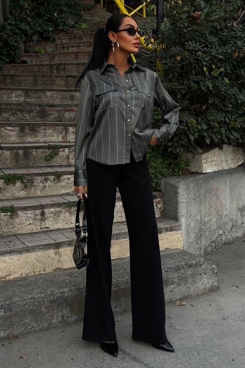 Chanel Satin Premium Striped Shirt 3411