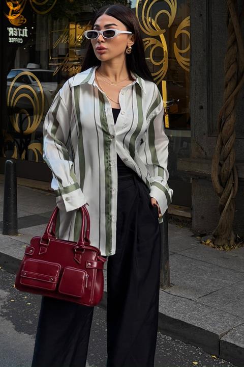 Double Striped Satin Shirt 3416
