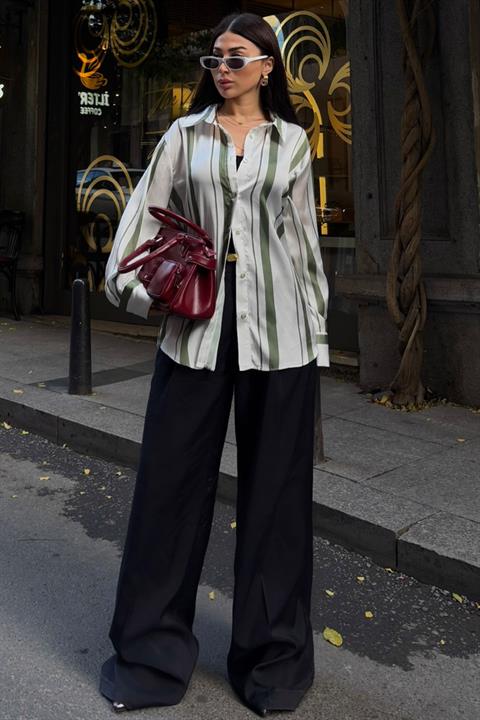 Double Striped Satin Shirt 3416