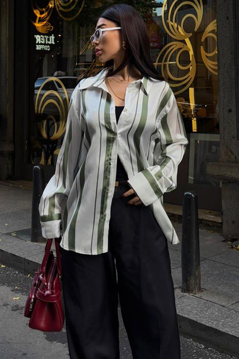 Double Striped Satin Shirt 3416