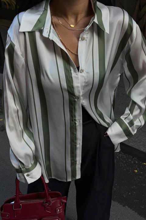 Double Striped Satin Shirt 3416