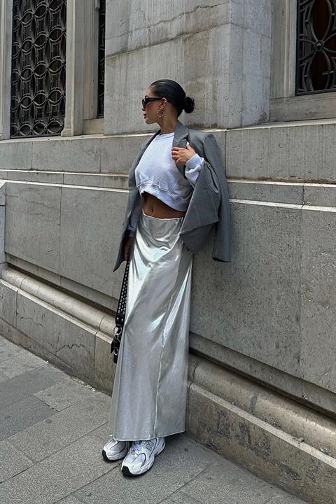 Daily Silver Lacquer Skirt 4042