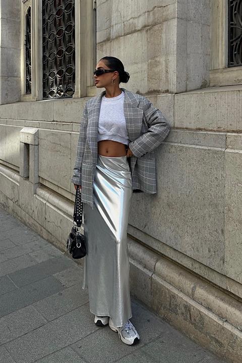 Daily Silver Lacquer Skirt 4042