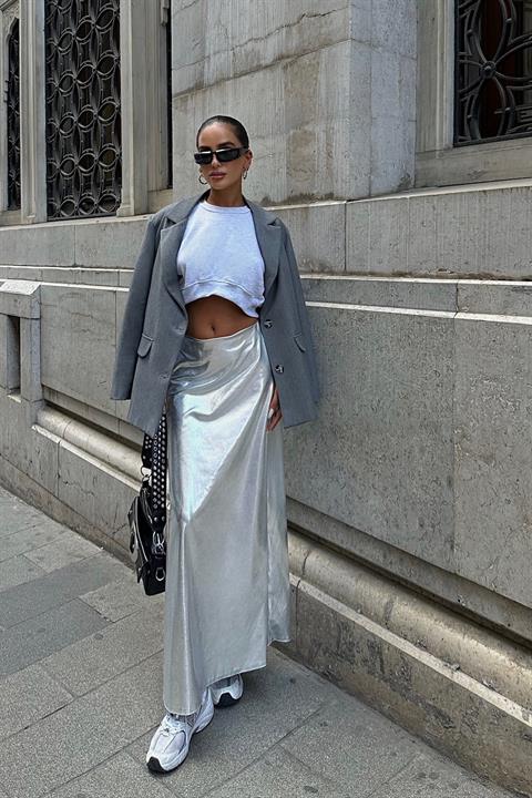 Daily Silver Lacquer Skirt 4042