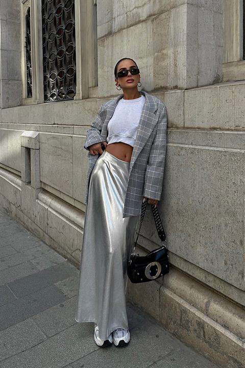 Daily Silver Lacquer Skirt 4042