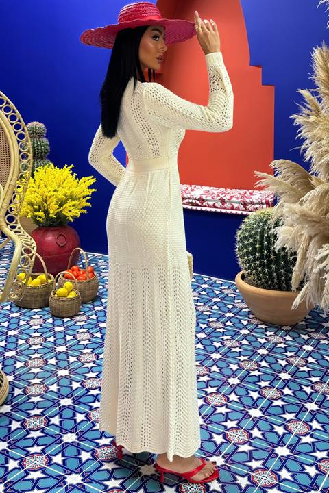 Deep Neck Knit Dress 2856
