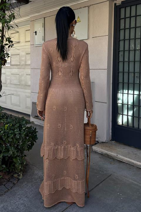 Button Detail and Layered Skirt Ethnic Dress 2859