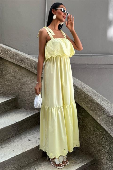 Hem Embroidered Halter Neck Dress 2881